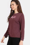 Zivame Viscose Knit Loungewear Top - Tawny Port — thumbnail 3